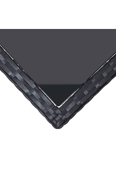 vidaxl Garden Table Black 240x90x74 cm Poly Rattan and Glass