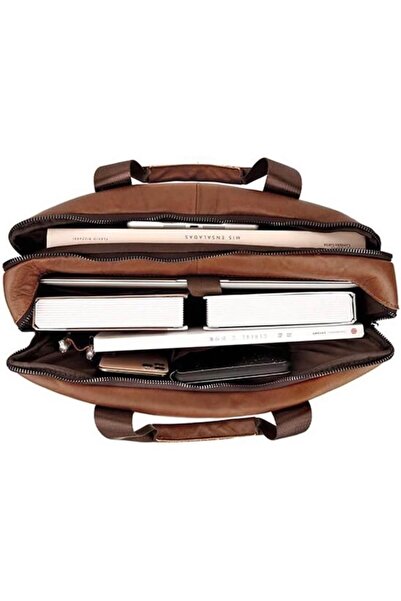 vintage style Laptop Bag, Premium Leather, Waterproof, Brown