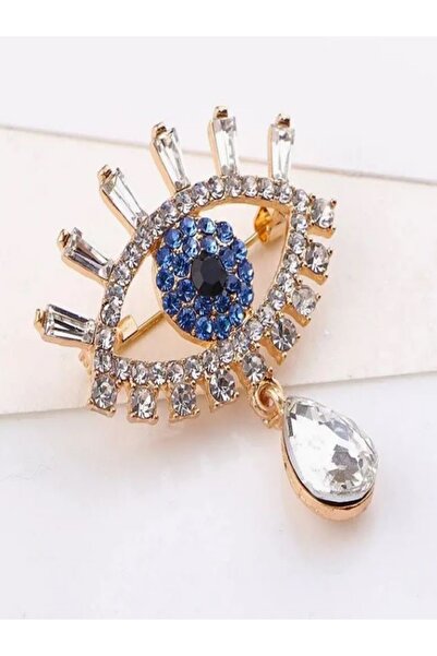 Alyas Aksesuar Taşlı Nazar Boncuğu Broş