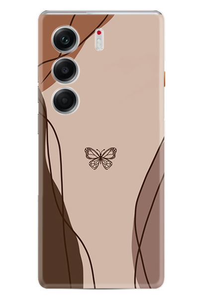 TECNO Camon 40 4G Kılıf Boutique Baskılı Resimli Kahve Kelebek Pcode -038