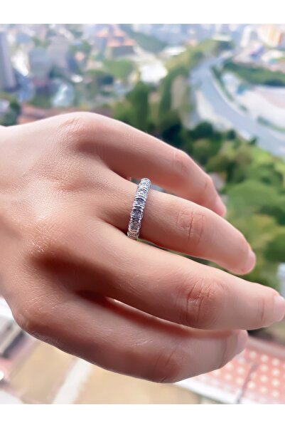 VEGALUXE Steel Zircon Stone Ring Silver Color Adjustable According to the Finger. Does Not Tarnish.