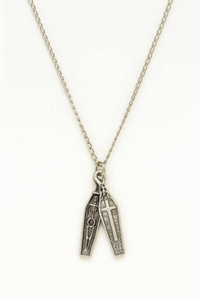 Yuchicly قلادة على شكل هيكل عظمي صليبي للنساء والرجال - قوطية وغامضة