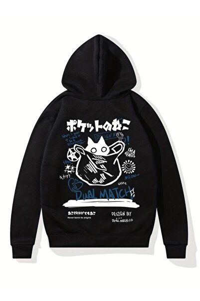 Le Savu Sevunera Dual Match cu imprimeu Culoare neagră cu glugă Swea tricou