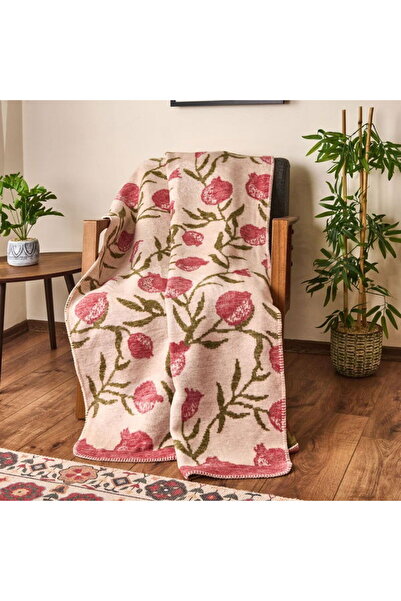 Evidea Pătură TV din bumbac granat moale - Ecru / Roșu - 130x170 cm