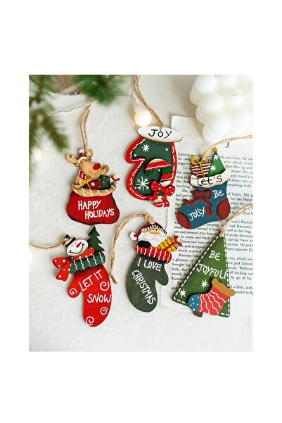 Flippy Set of 14 Christmas Decorations, Tree Ornaments, 5 - 9.5 cm, Wooden, Multicolor