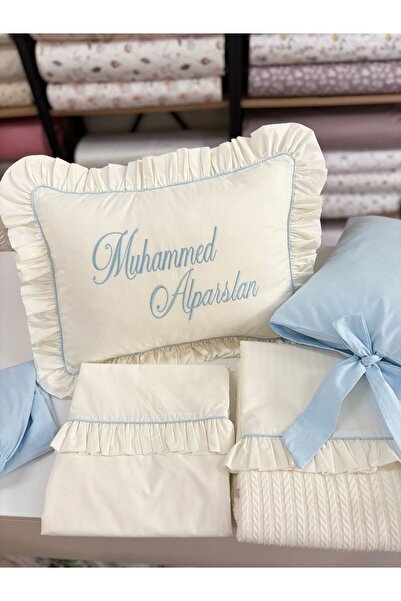 GAYE EV TEKSTİLİ 100% Cotton Oeko-Tex Certified Name Embroidered Baby Pique Duvet Cover Set