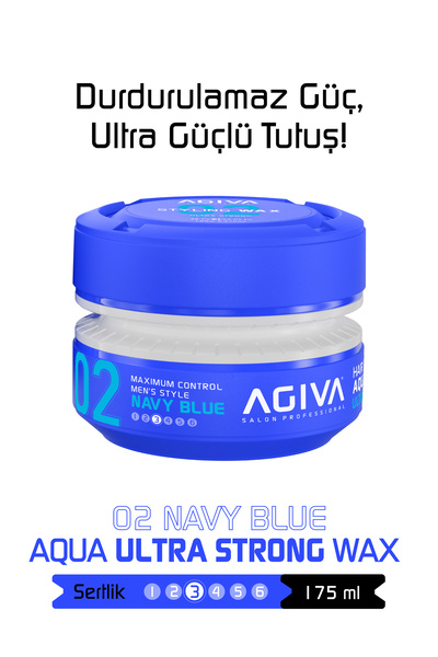 Agiva Navy Blue Ultra Tutuş ve Sert Görünüm Sağlayan Wax - 175ML