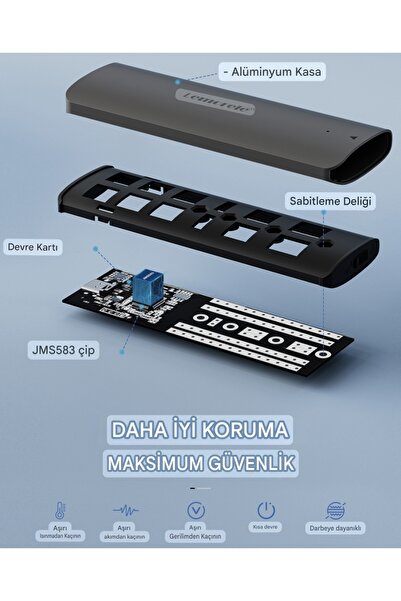 lemorele M.2 NVMe Muhafaza Ku-tu-su CE Lisanslı 2280/2260/2242/2230/ 10Gbps Yüksek Hızlı CE Lisanslı