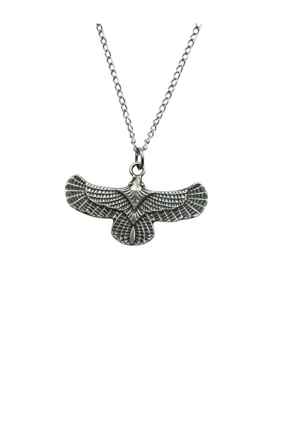 Herşey Nota قلادة للجنسين بتصميم النسر الطائر - تصميم عتيق مع سلسلة بطول 60 س...