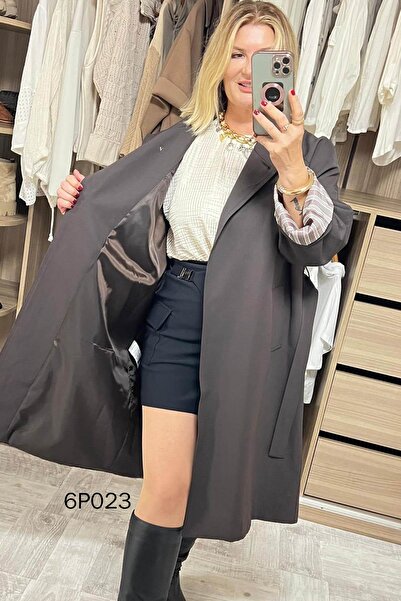 İnce Topuk Prive Seri Tek Düğmeli Cotton Trençkot 6p023