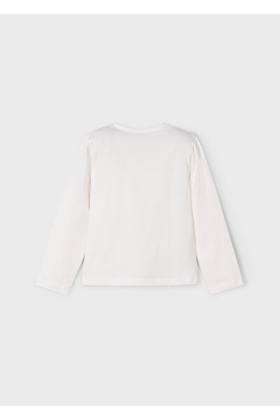 MAYORAL 4-10 Years Old Girls' Blouse and Shorts Set | Ecru Color, Sequin Detailed Blouse & Woven Shorts