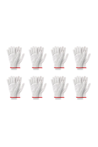 Lawazim Gloves - 8 Pairs 34.5g - Knit Work Gloves with Wrist Protection and Breathable Cotton