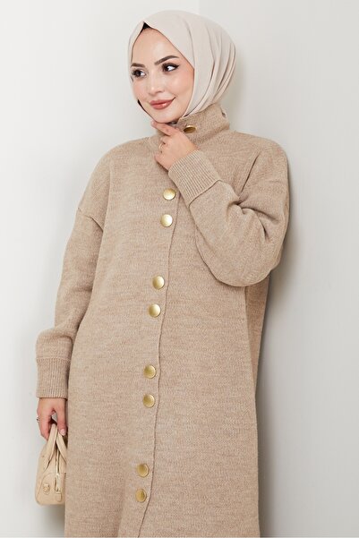 Bestenur Reha Buttoned Knitwear Cardigan 1603 - Mink