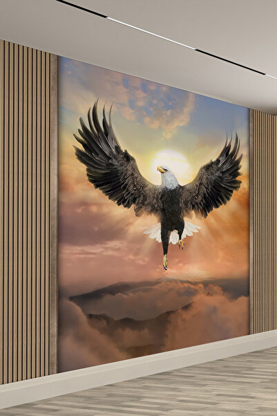 dreamwall Freedom Kartal Gün Batımı Manzaralı Bej Panelli Tekstil Duvar Kağıdı