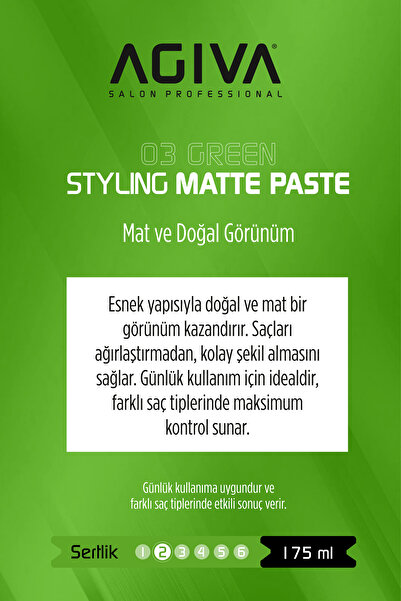 Agiva Green Mat ve Doğal Görünüm Sağlayan Wax - 175ML