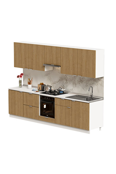 DEKOREX Alba Serisi 300 Cm. Fırın Aspiratör Ve Çekmece Modüllü Hazır Mutfak Al-300asp-c