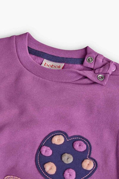Boboli Kız Çocuk Çiçek Nakışlı Sweatshirt