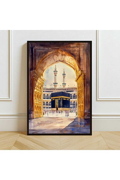 Dekor Paleti Kâbe Kanvas Tablosu Mekke Mescid-i Haram Manzaralı Dini Dekorati...