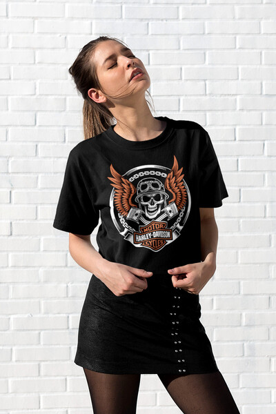 ROCKANDROLL Biker Wings crna majica kratkih rukava za žene T-shirt