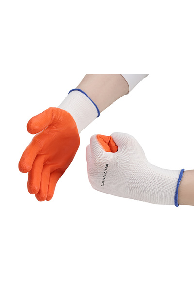 Lawazim Cotton Working Gloves - 10 Pairs - Protective Non-Slip Rubber Grip Knitted Work Gloves