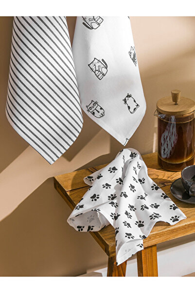 LC Waikiki Black Cat Printed Drying Cloth 3-Pack 40X50 cm