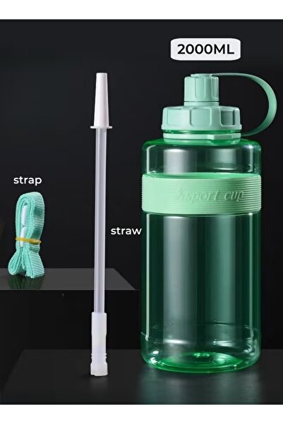 Sport Large Capacity Sports Water Kettle Outdoor with Strap, Straw, High Temperature Resistance,2000ML