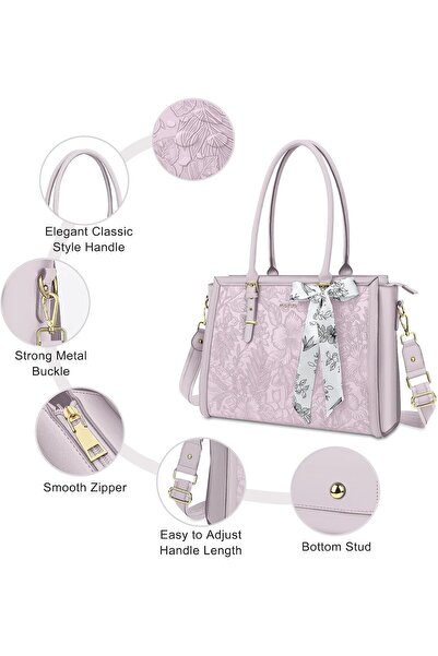 Mosiso حقيبة كمبيوتر محمول للنساء، حقيبة حمل من جلد البولي يوريثان، حقيبة كمبيوتر منقوشة من الأمام على شكل زهرة الكركديه مع سي