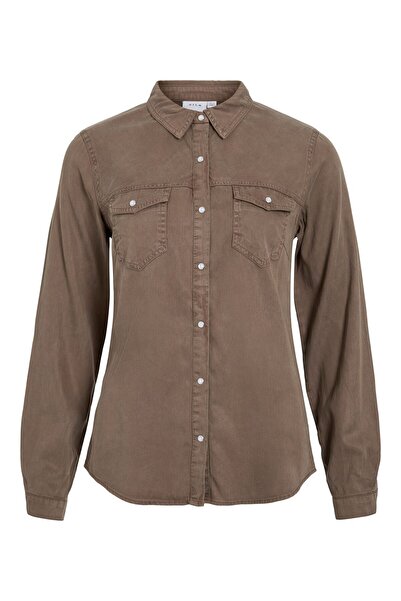 VILA Jeanshemd VIBISTA Taschen