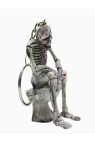 MUAMMER SİRKECİ سلسلة مفاتيح على شكل هيكل عظمي مع شكل مرحاض، هدية مضحكة للديكور