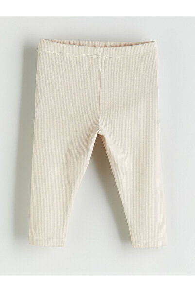 LC Waikiki Ecru Printed Baby Boy Snap-On Bodysuit and Leggings 2-Piece Set