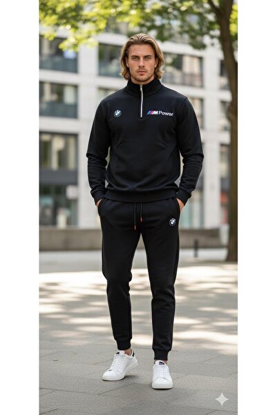 dwnwear Half Zipper - Bmw Printed - Sweatshirt Tracksuit - Bottom Top 2-Piece Set