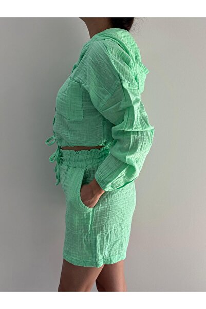 red sable Muslin Shorts and Crop Set