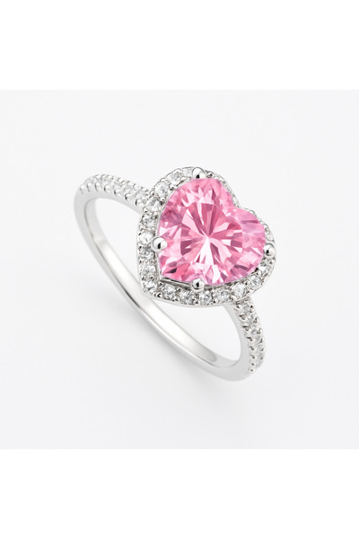 HAVANA JEWELLERY Inel PINK LOVE STORY din Argint 925 placat cu Rodiu si Cristale Swarovski