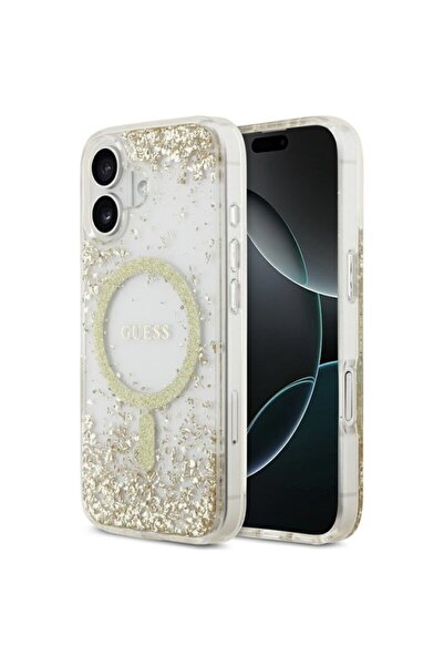 Guess iPhone 17 Resin Bottom Glitter MagSafe Case, Gold