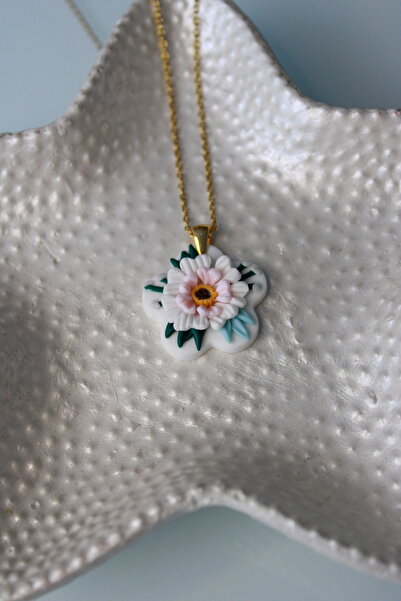 Harlofia Jewelry Steel Polymer Chrysanthemum Flower Necklace