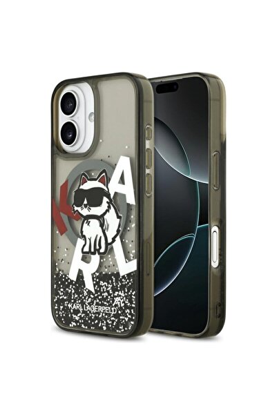 Karl Lagerfeld iPhone 17 Liquid Glitter Choupette Logo MagSafe Case, Black