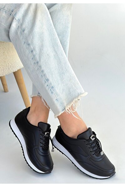 Erbilden Finna Black Leather Lace-Up Sneakers