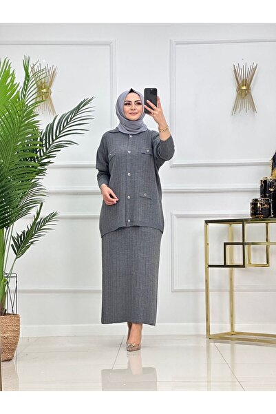 Valens Butik Metal Buttoned Skirt Tunic Hijab Set Aybüke