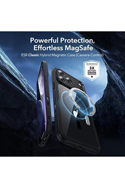 ESR [360° Package] Case + Screen Protector iPhone 17 Pro Max Classic Hybrid HaloLock, black/transpa