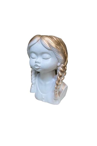 OEM Miryam Plaster Vase, White with Gold, 21cm