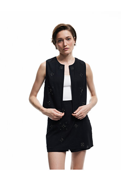 Koton Țesătură din bumbac și viscoză, căptușită, cu formă largi, guler rotund...