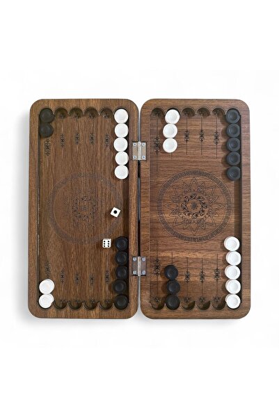 endorfia Ahşap Mini Seyehat Tavla Takımı