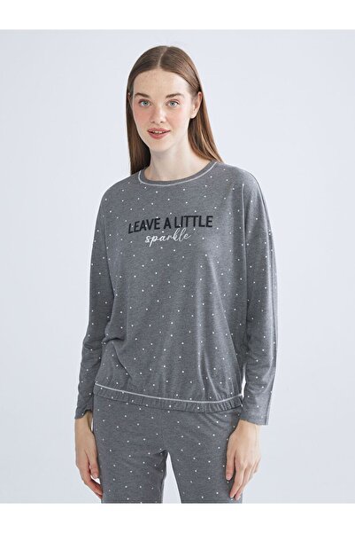 LC Waikiki LCW DREAM Bisiklet Yaka Baskılı Kadın Pijama Takımı