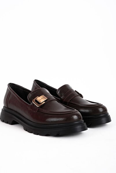 Lal Shoes & Bags Marla Жіночі золоті туфлі-лофери з деталями та швами b4170-Коричневі