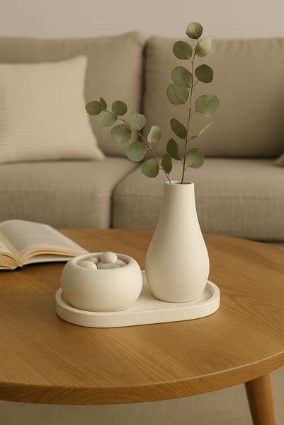 Nevhan Sanat 3 Parça El Yapımı Masaüstü Organizer Set – Minimalist Kalemlik, ...
