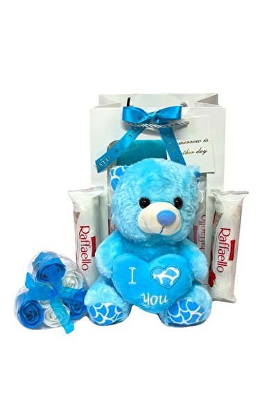 velve Set cadou Special Valentine,ursulet de plus,trandafiri din sapun,pralin...