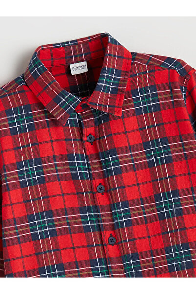 LC Waikiki Kirmizi Ekose Uzun Kollu Erkek Çocuk Gömlek