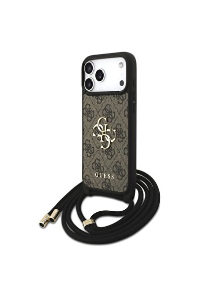 Guess Original iPhone 17 Pro Max Hardcase 4G CBDY Big Logo with Cord Strap, Brown