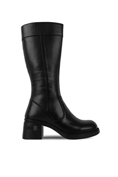 Lal Shoes & Bags حذاء شيلدون نسائي بكعب عالي من الجلد الطبيعي - أسود