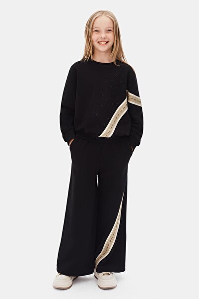 NK Girl's Stripe Detailed Suit Set 8-14 Years Old Black